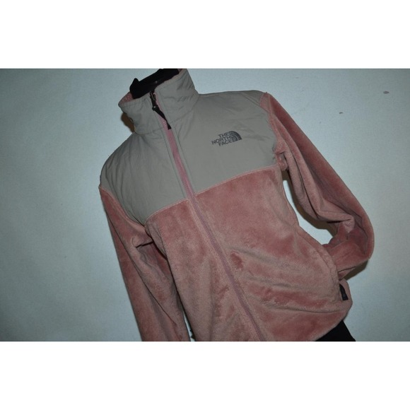 29877 The North Face Plush Fleece Jacket Full Zip Pink Gray Size Large Girls - Picture 3 of 10
